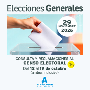 El Ayuntamiento de Alcalá abre el plazo de consulta del censo para las Elecciones Generales del 29 de noviembre